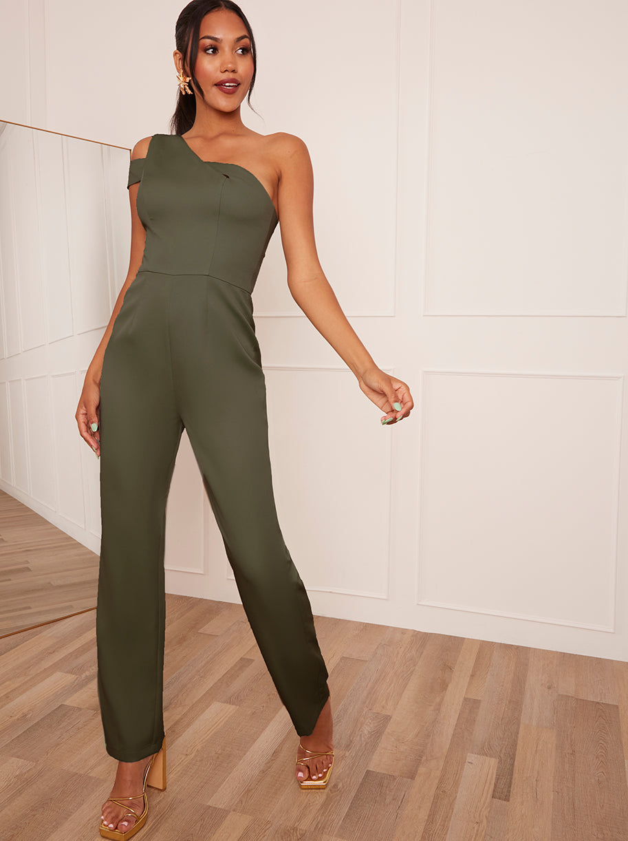 One Shoulder Jumpsuit in Green