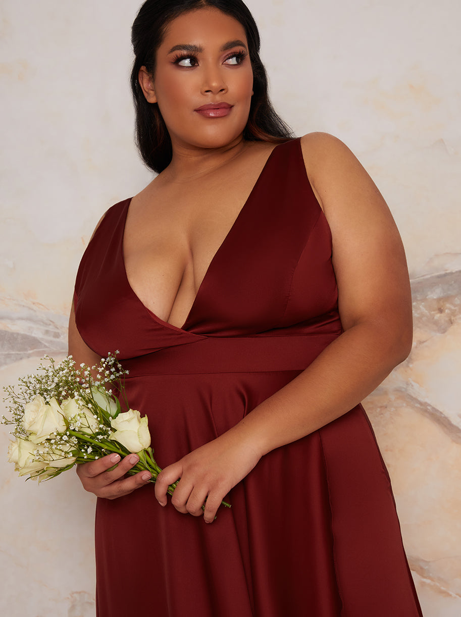 Plus size satin wrap dress online