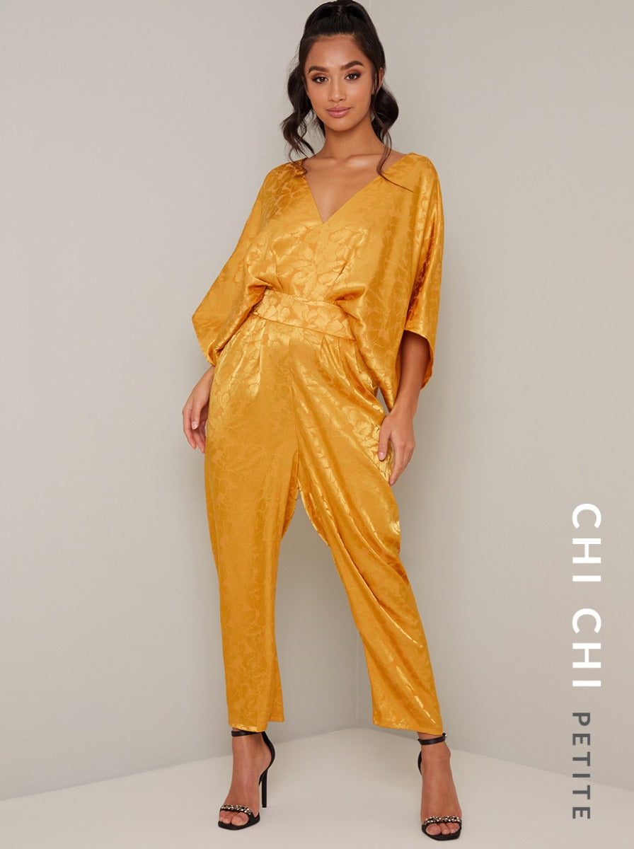 Petite Batwing Straight Leg Jumpsuit in Yellow