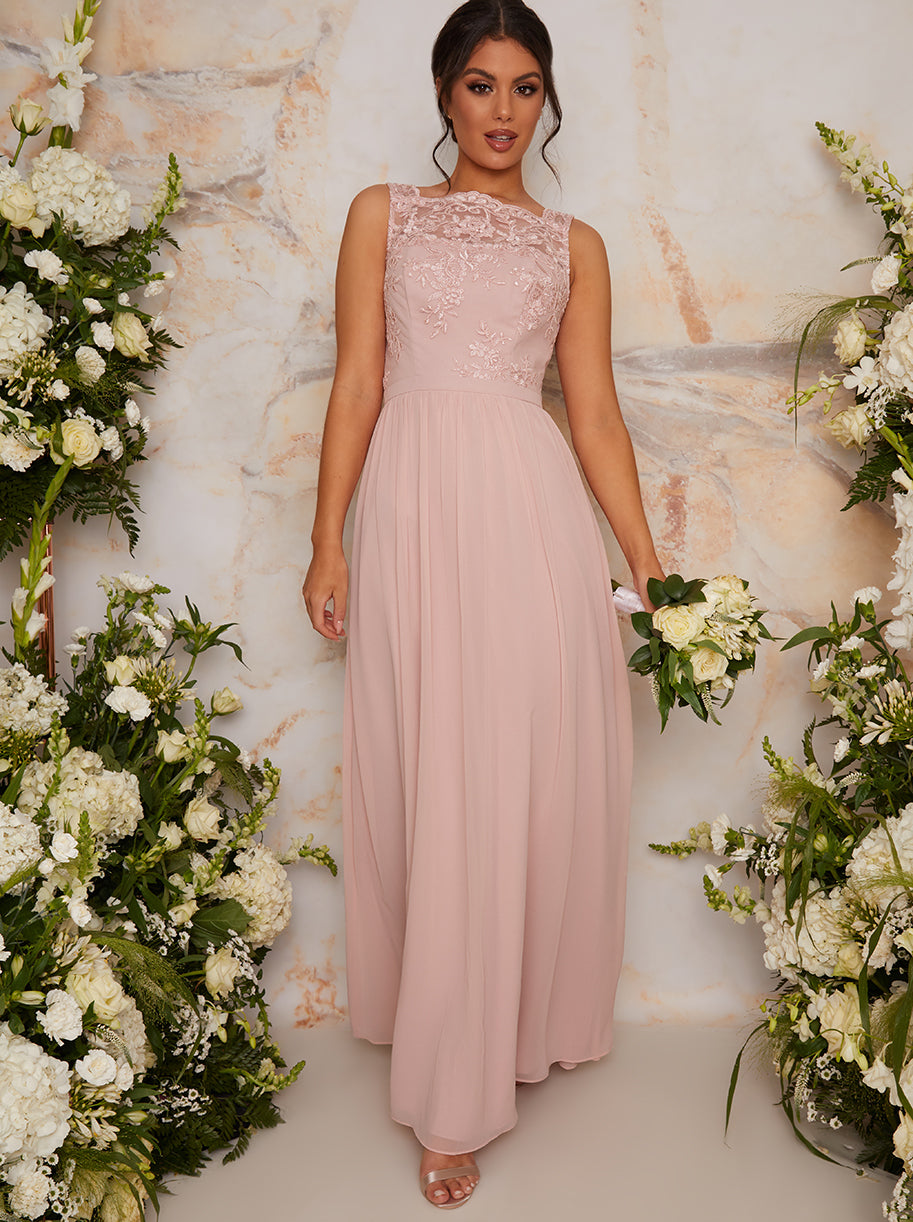 Lace Maxi Dress in Pink Chi Chi London