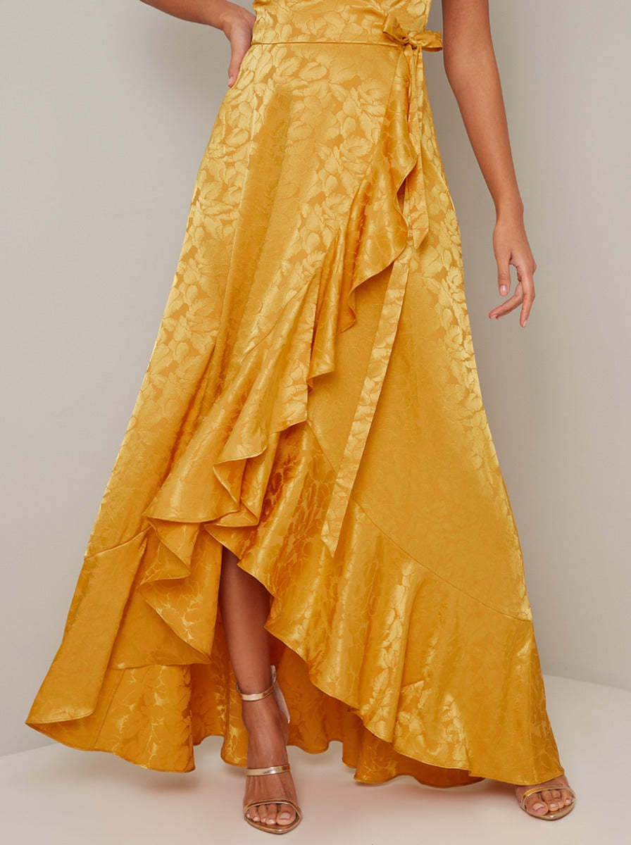 Cami Strap Wrap Maxi Dress In Mustard