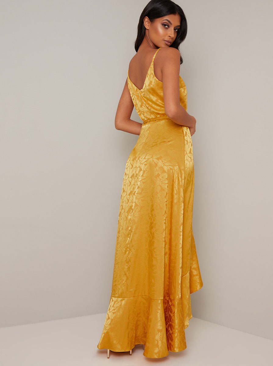Cami Strap Wrap Maxi Dress In Mustard