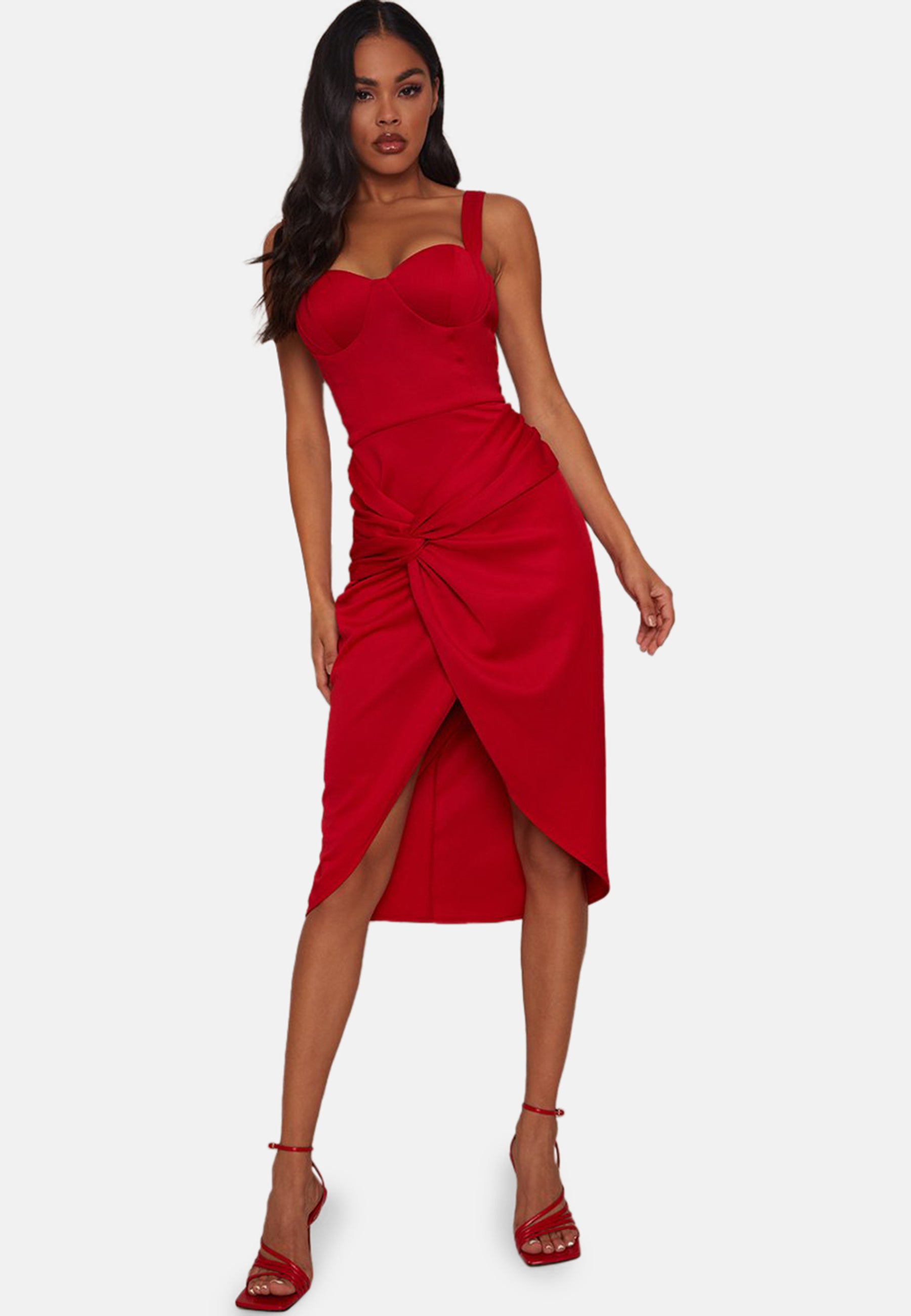 Sleeveless Corset Style Bodycon Dress in Red