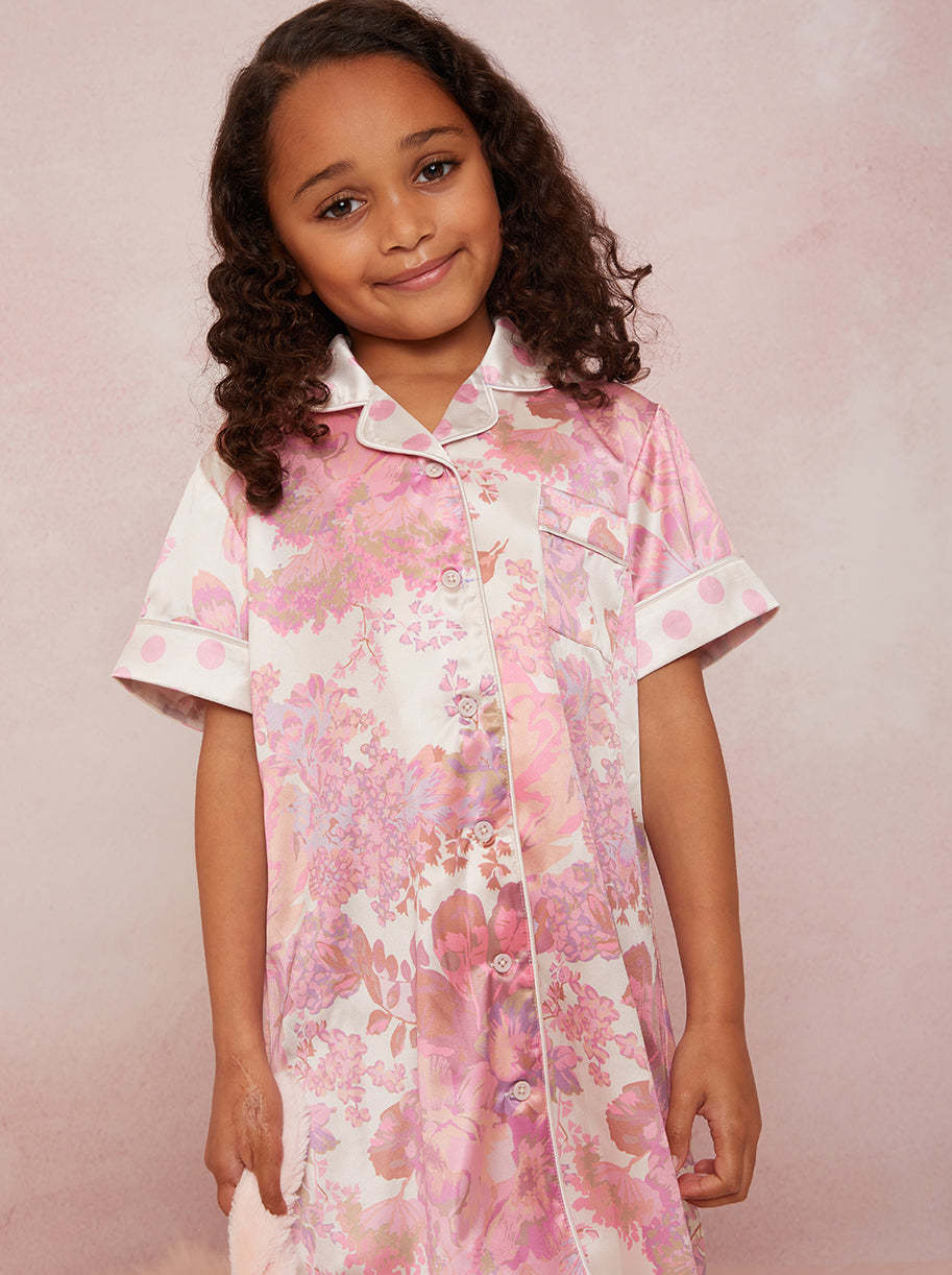 Girls Floral Print Night Dress in Multi