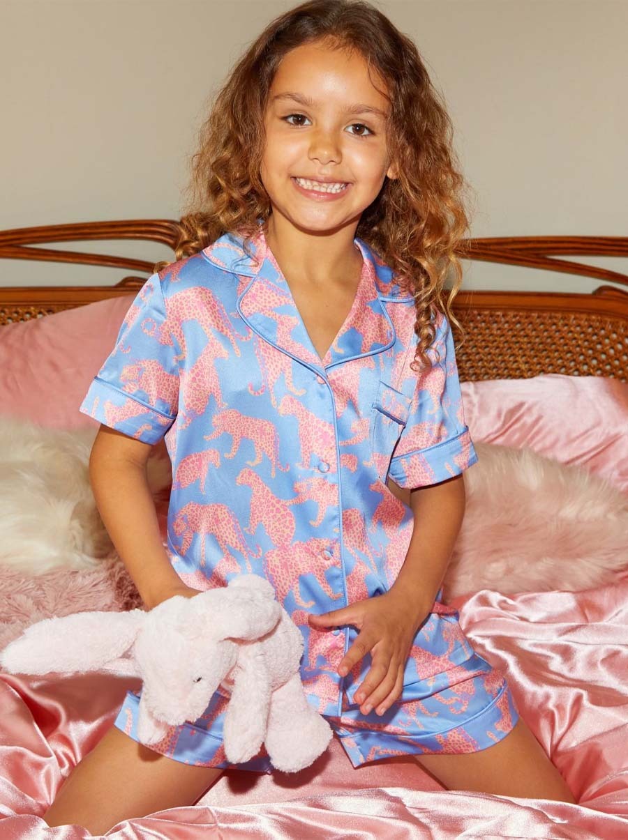 Girls Animal Print Night Dress in Blue