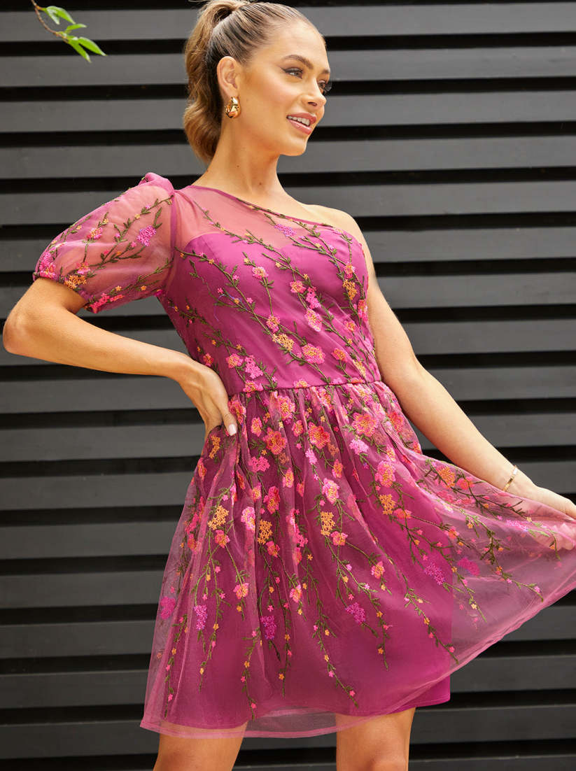 Cotton Chino Embroidered Mini Dress main image 0