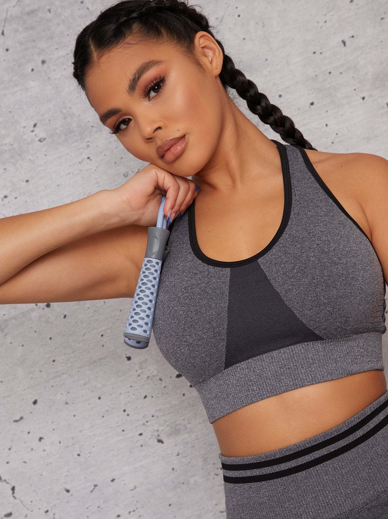 Colour Block Sports Bra in Grey
