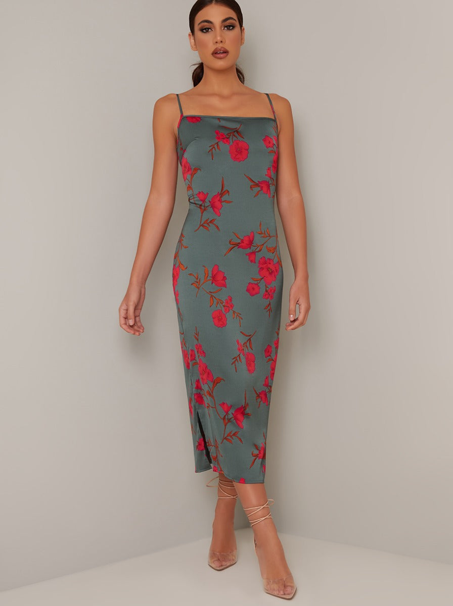 Cami Floral Midi Dress in Green
