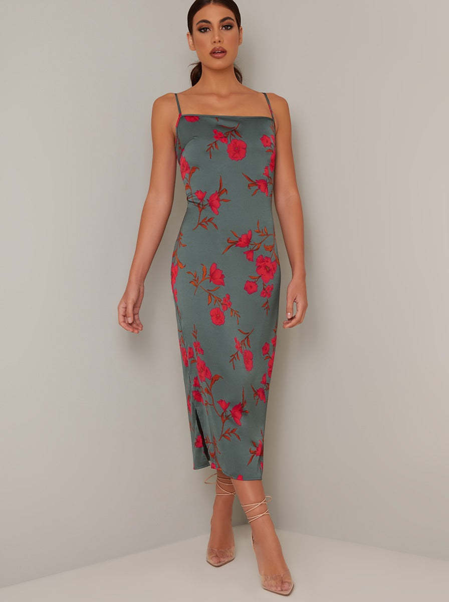 Cami Floral Midi Dress in Green
