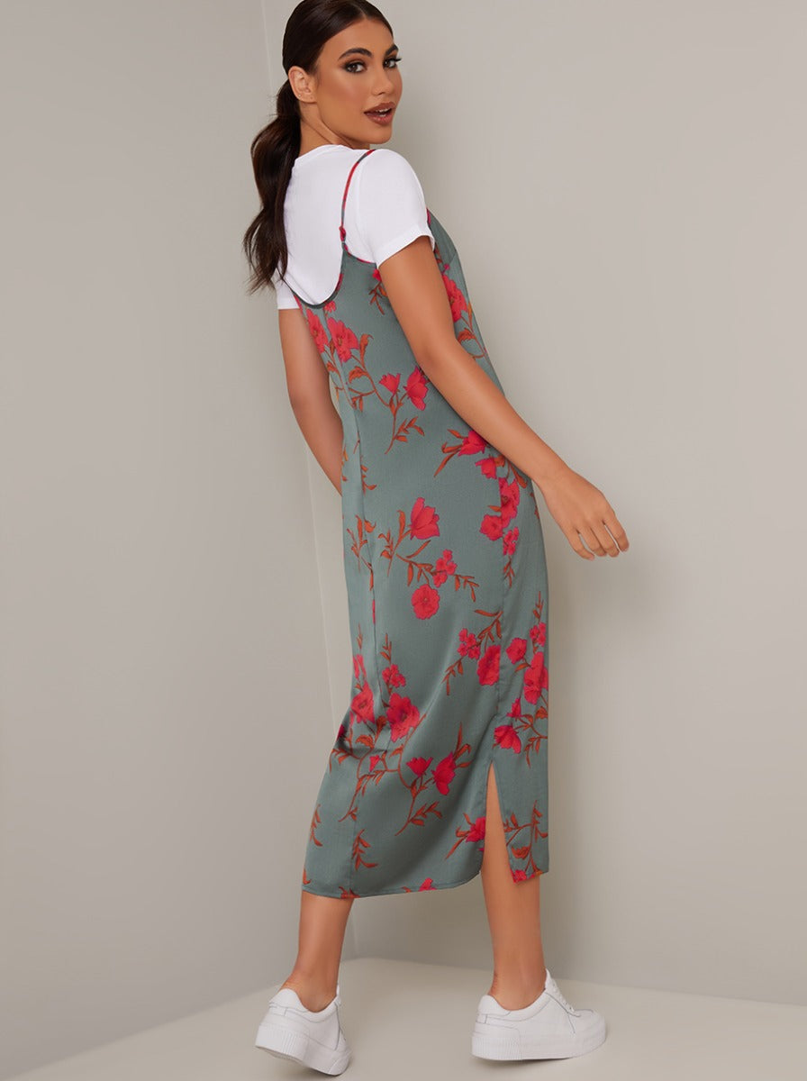 Cami Floral Midi Dress in Green