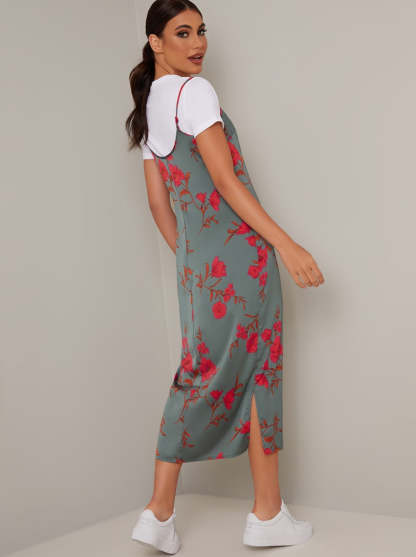 Cami Floral Midi Dress in Green