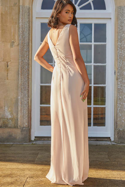 Knot Detail Maxi Dress in Champagne – Chi Chi London