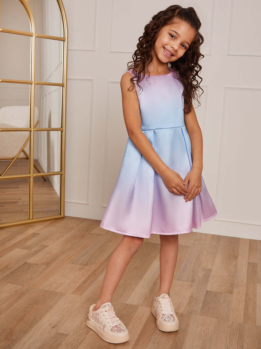 Younger Girls Ombre Sleeveless Midi Dress in Blue