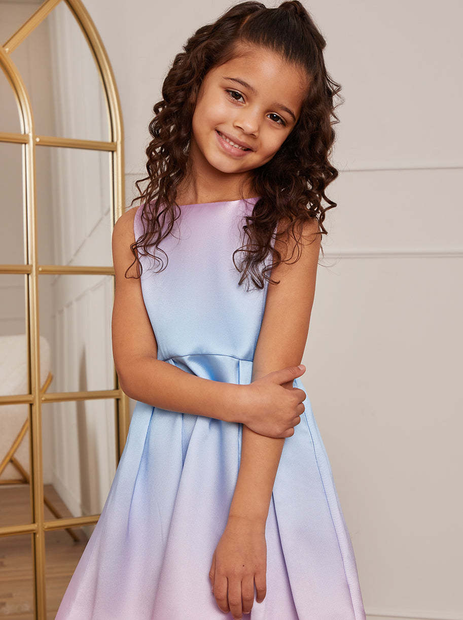 Younger Girls Ombre Sleeveless Midi Dress in Blue