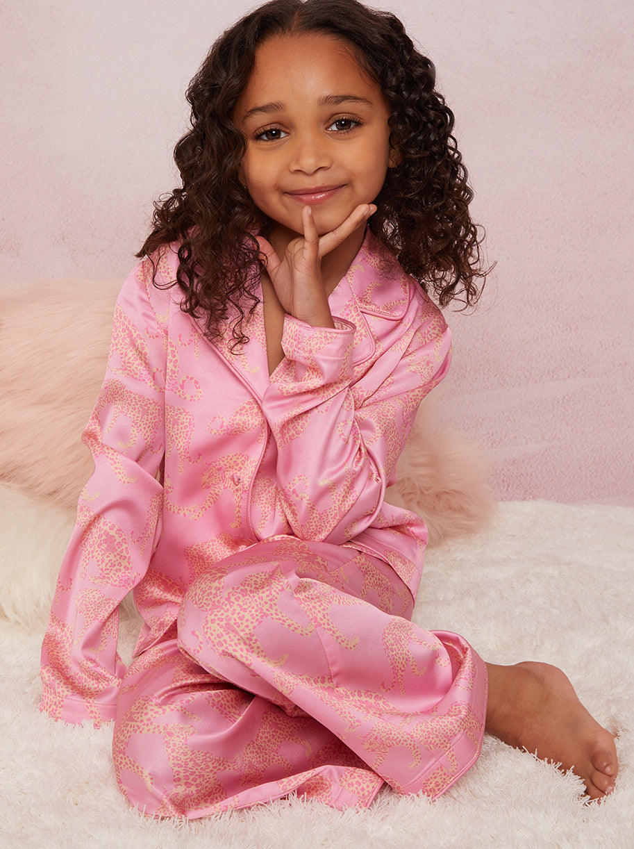 Girls Animal Print Pyjamas in Pink