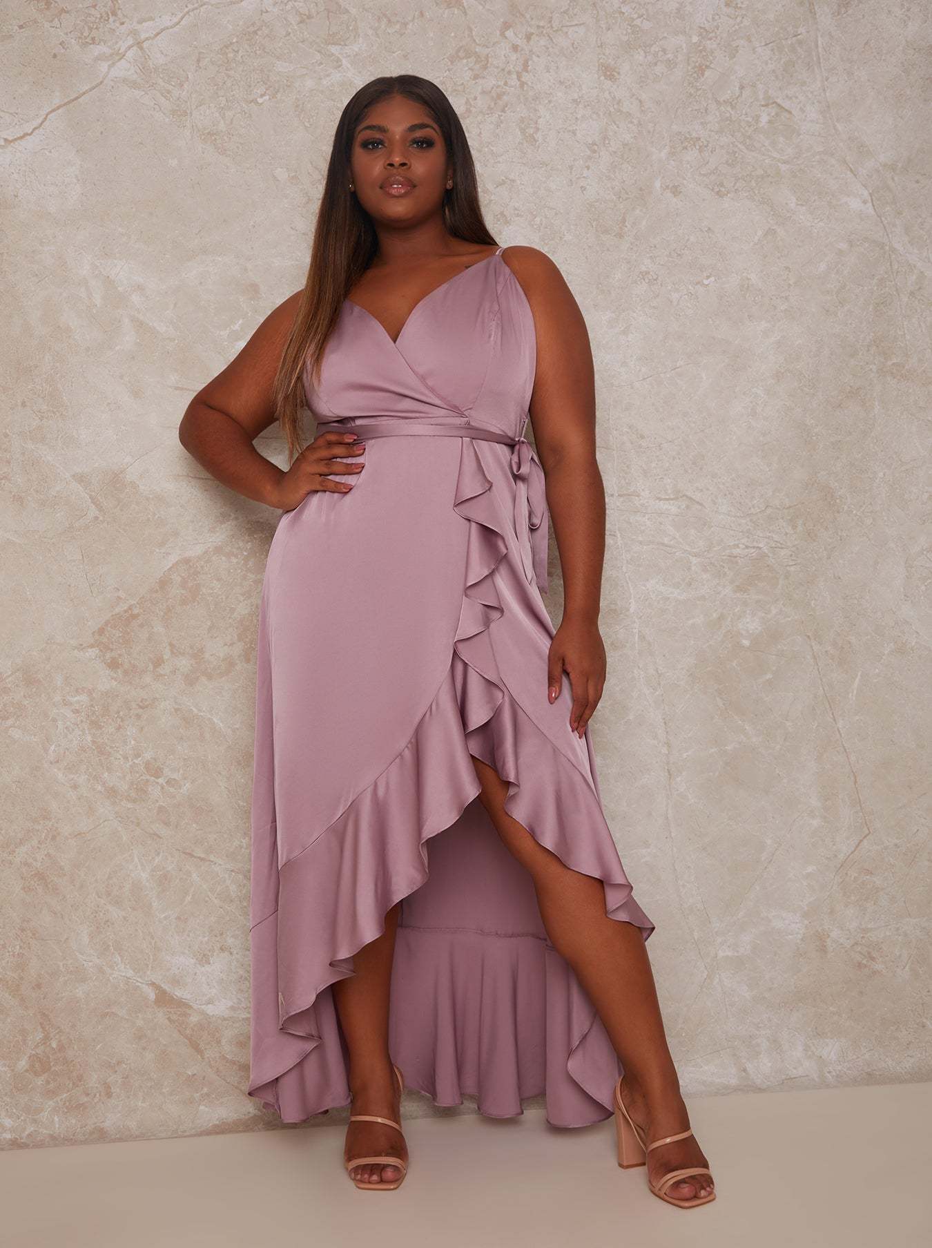 Plus Size Ruffle Detail Dress in Lilac