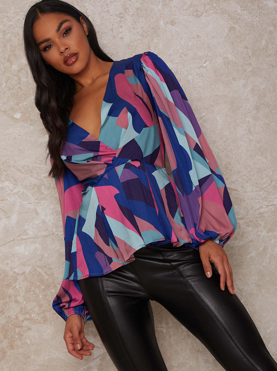 Long Sleeve Graphic Print Top in Multi