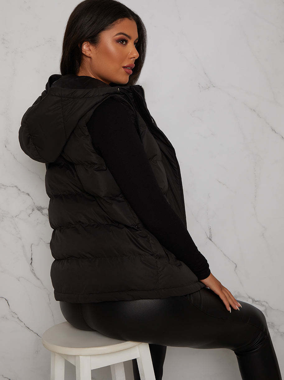 Padded Puffer Gilet in Black