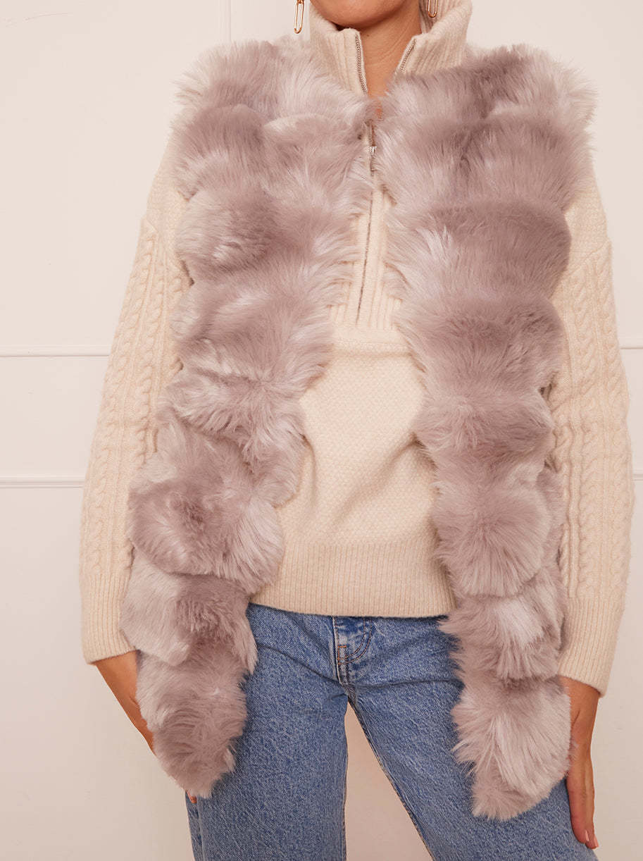 Faux Fur Gilet in Silver