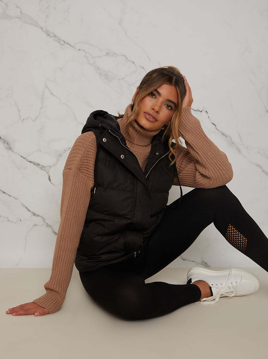 Quilted Puffer Gilet in Black