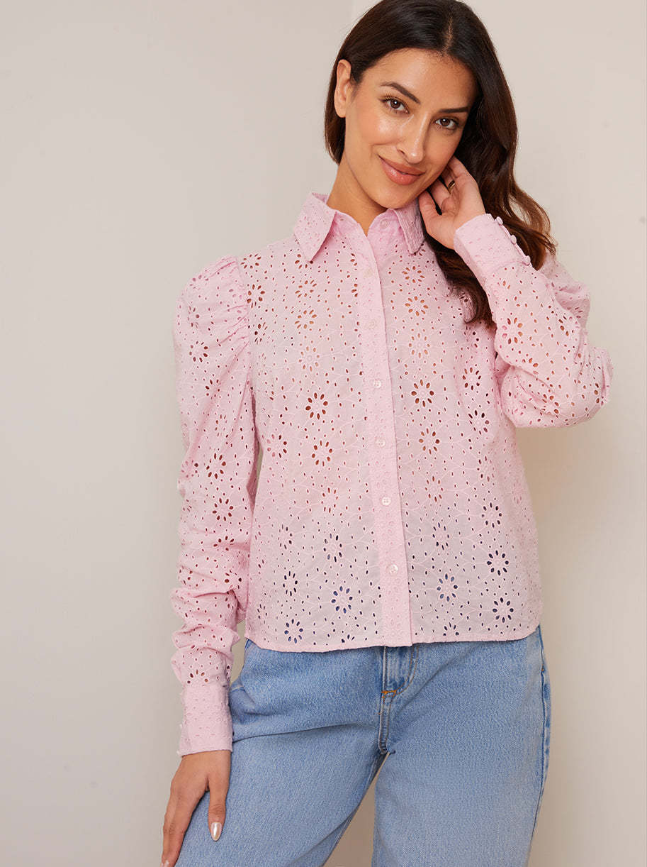 Broderie Anglaise Blouse Peach main image 0
