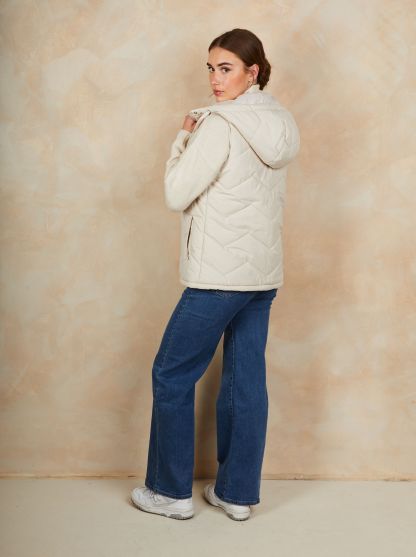 Quilted Puffer Gilet in Cream