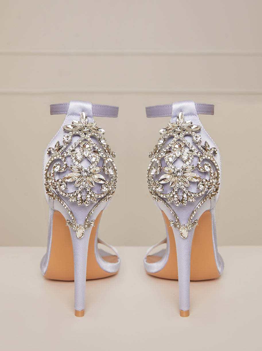 Embellished Stiletto Heel Sandals in Blue
