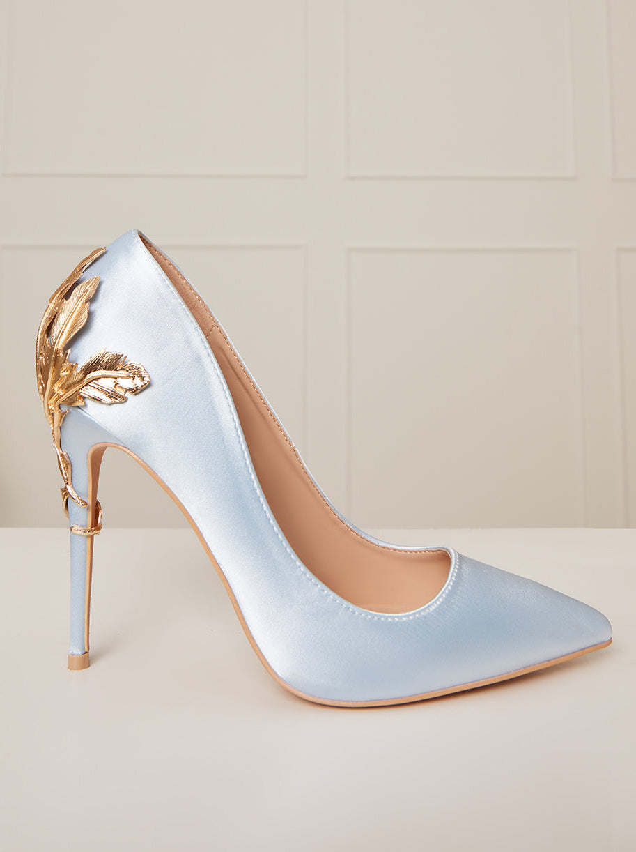 Blue satin court shoes online