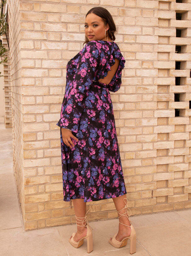 Long sleeve floral midi dress uk best sale