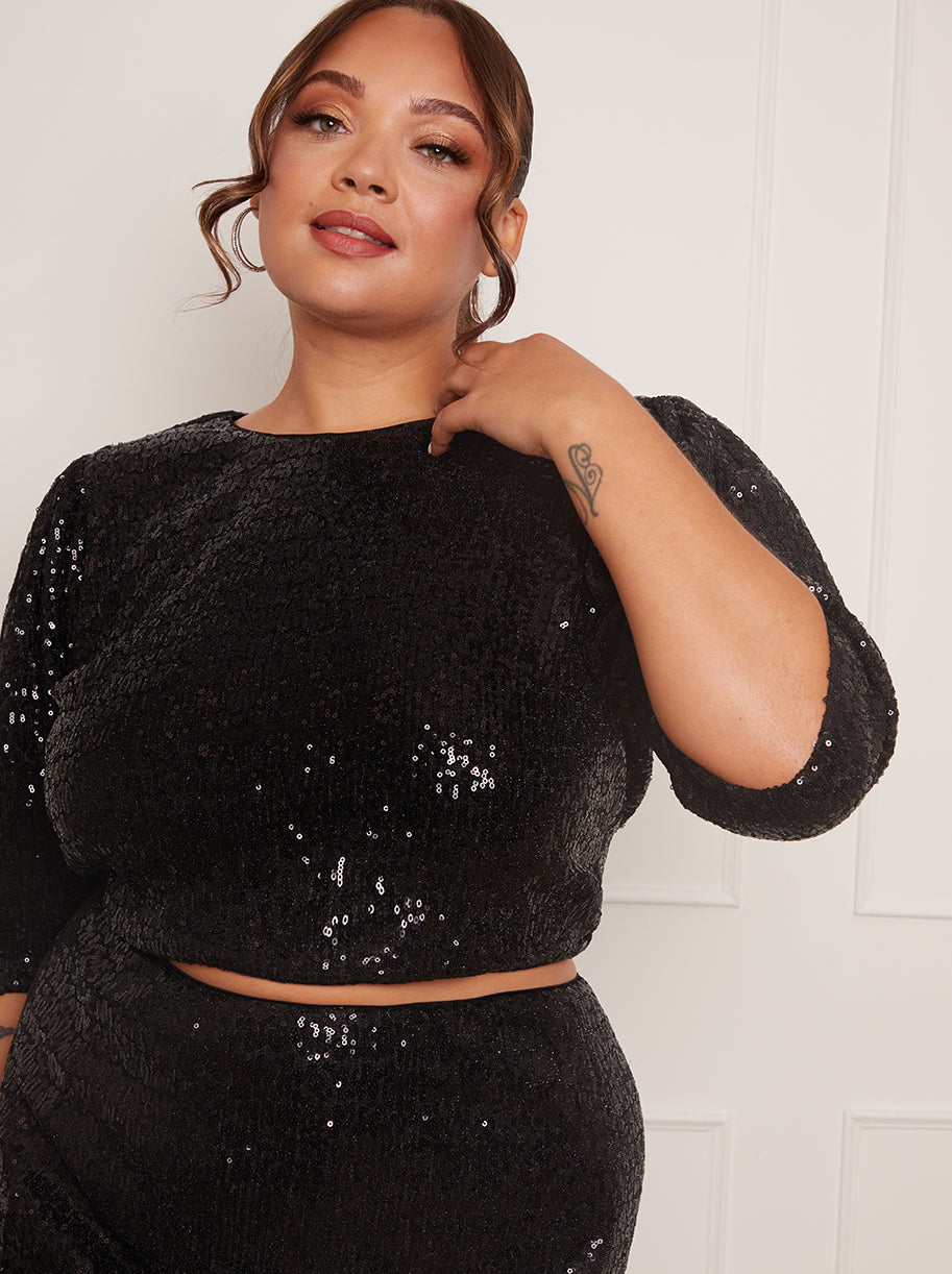 sequin top plus size uk