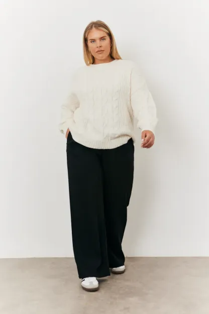 In The Style Adjustable Wide Leg Trouser in Black