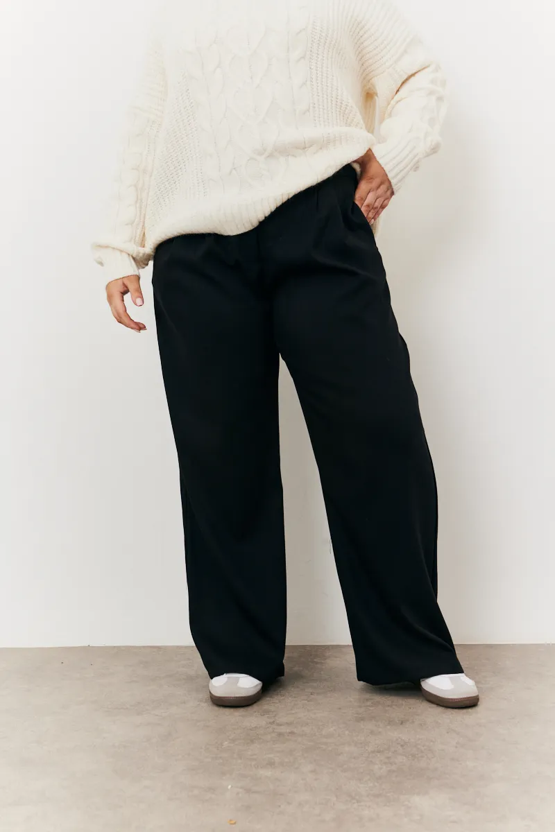 In The Style Adjustable Wide Leg Trouser in Black