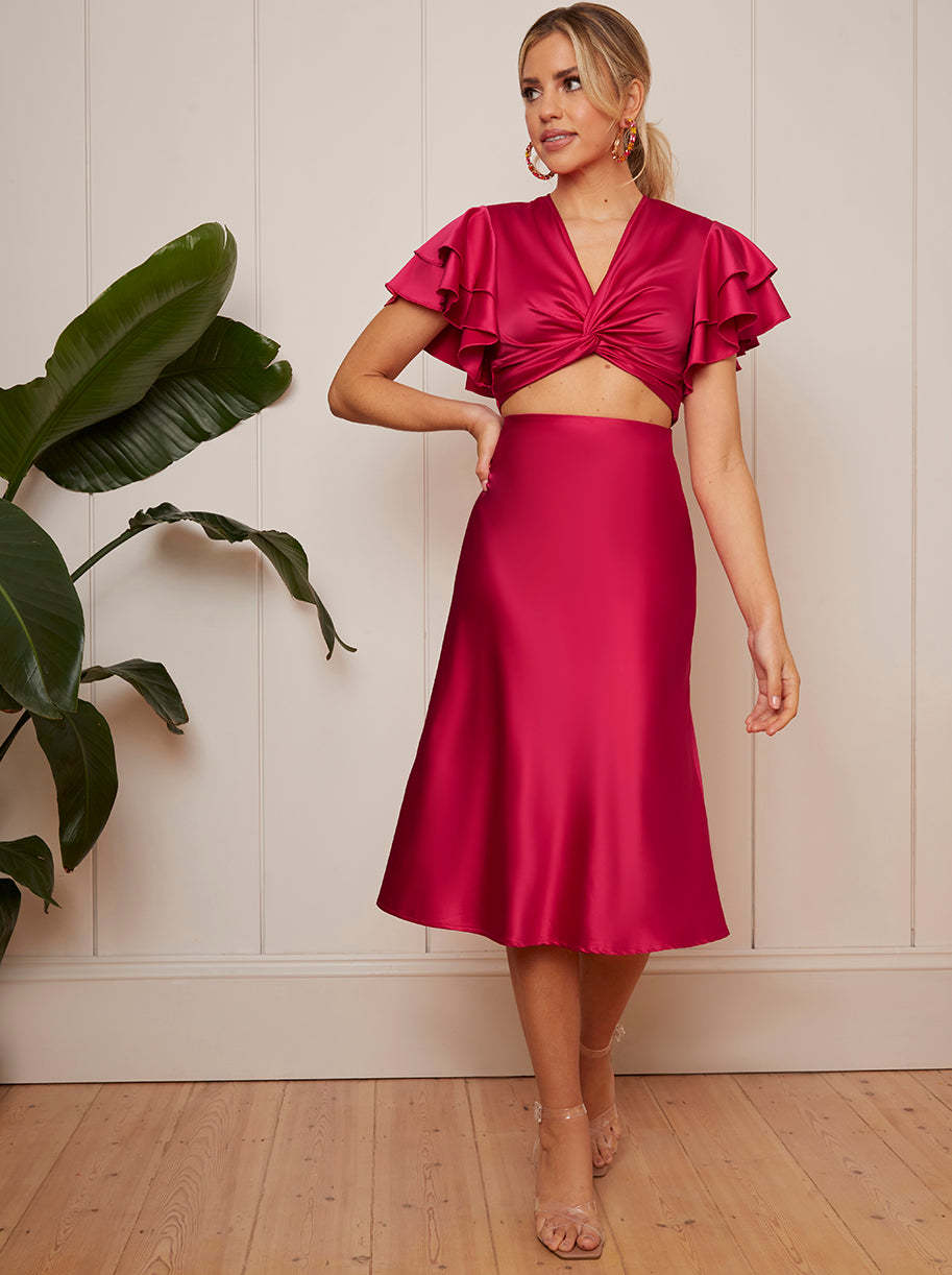 Short Sleeve Twist Front Top in Pink
