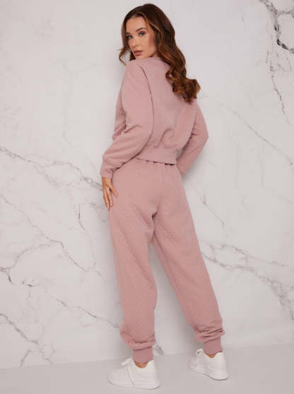 Quilted Loungewear Set in Pink