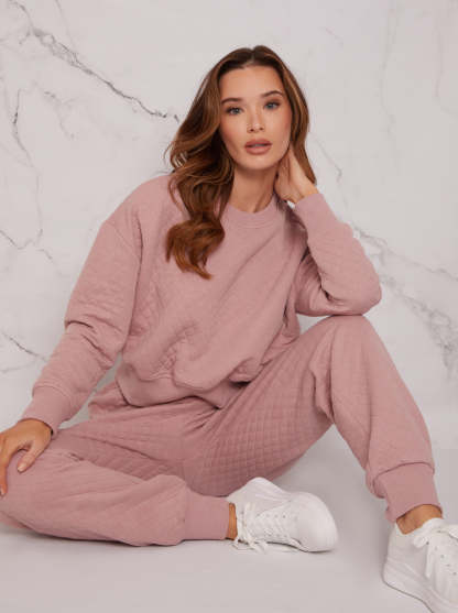 Quilted Loungewear Set in Pink