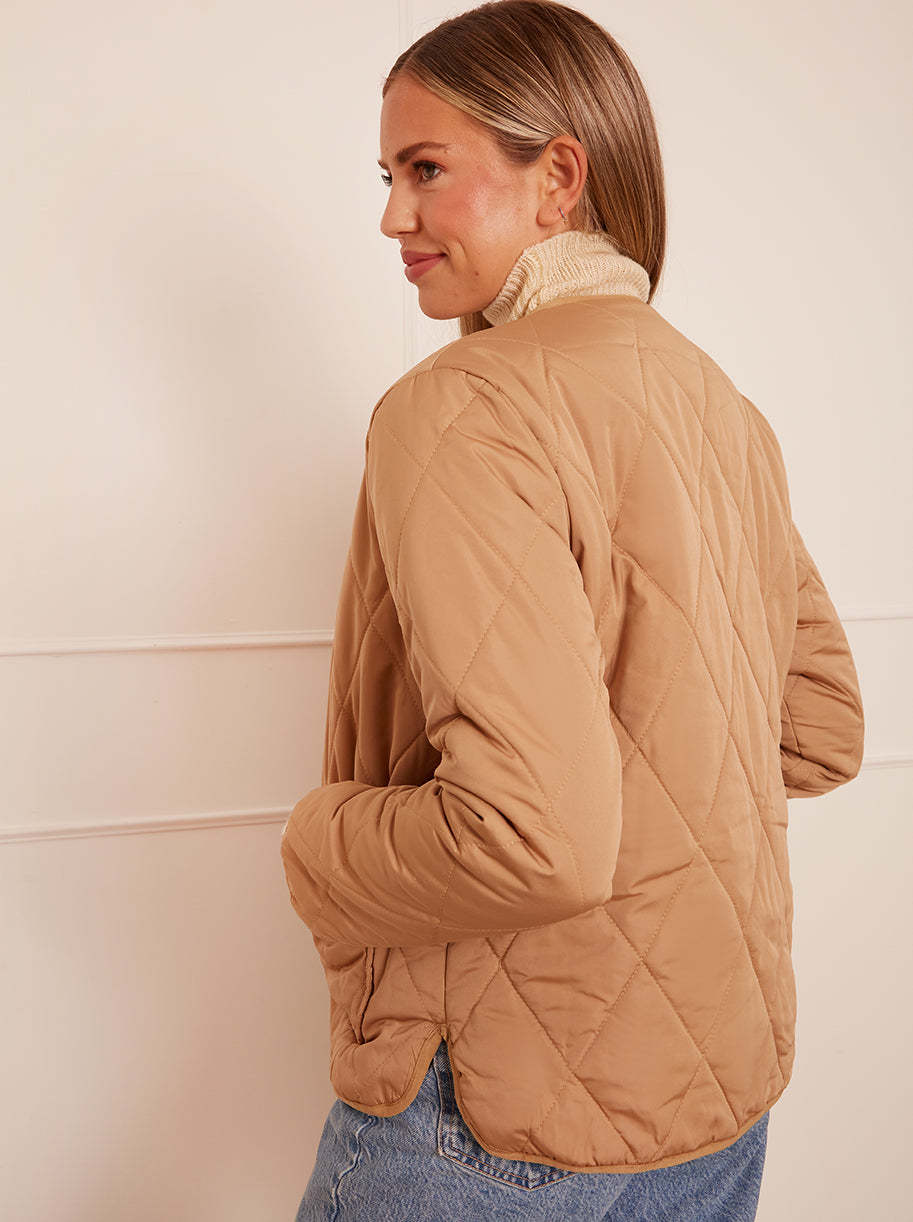 Quilted Short Jacket in Camel