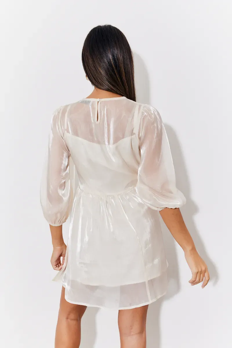 In The Style Cream Organza Babydoll Mini Dress