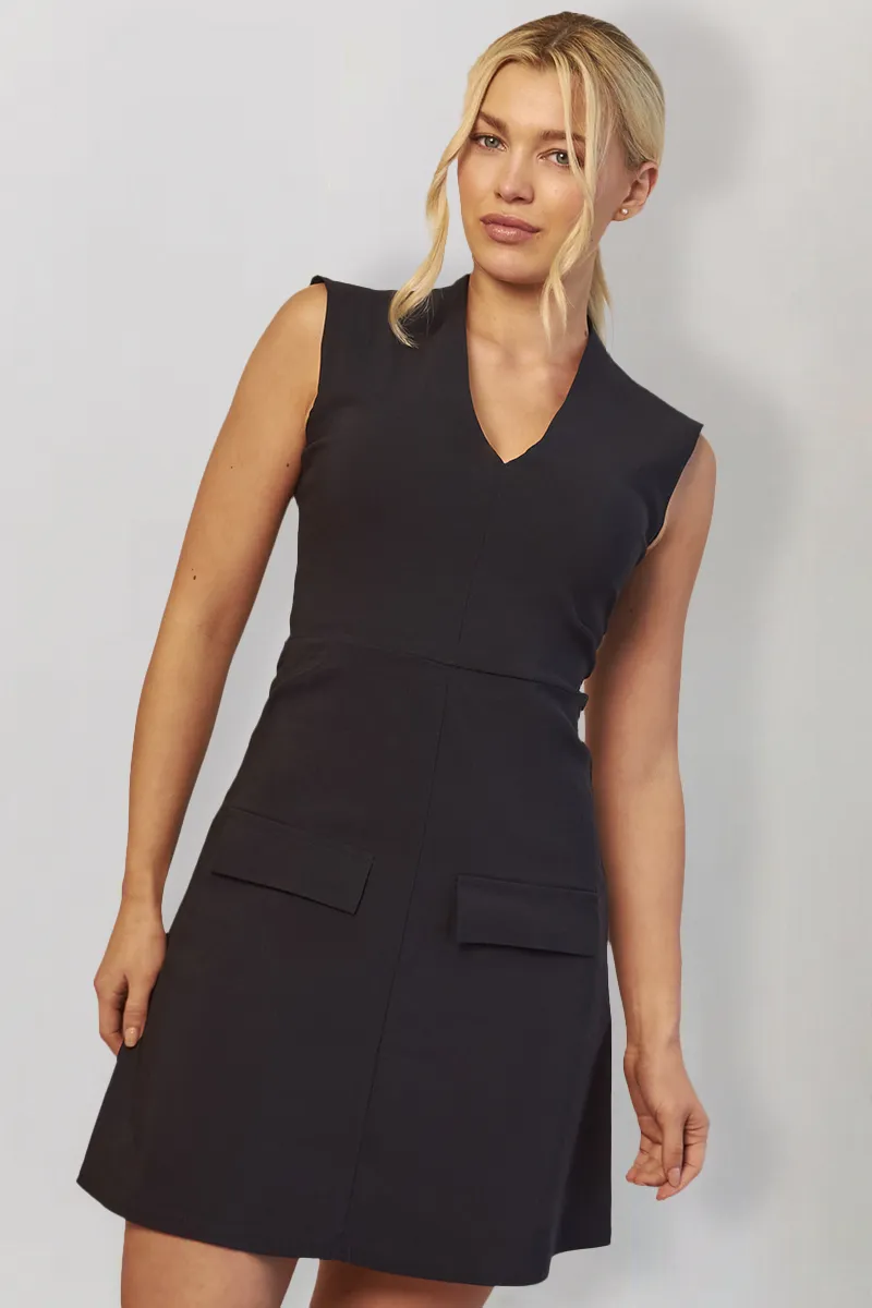 In The Style Black Structured Plunge Front Sleeveless Mini Dress