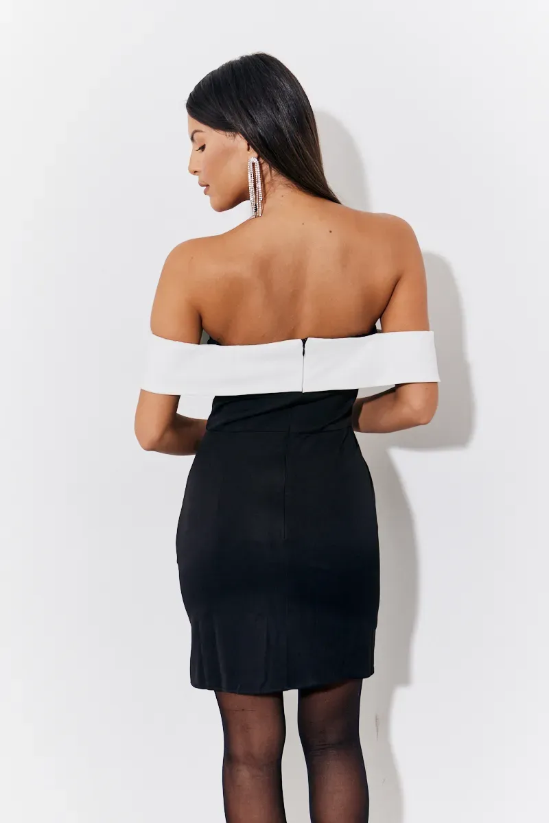 In The Style Black Contrast Bow Mini Dress