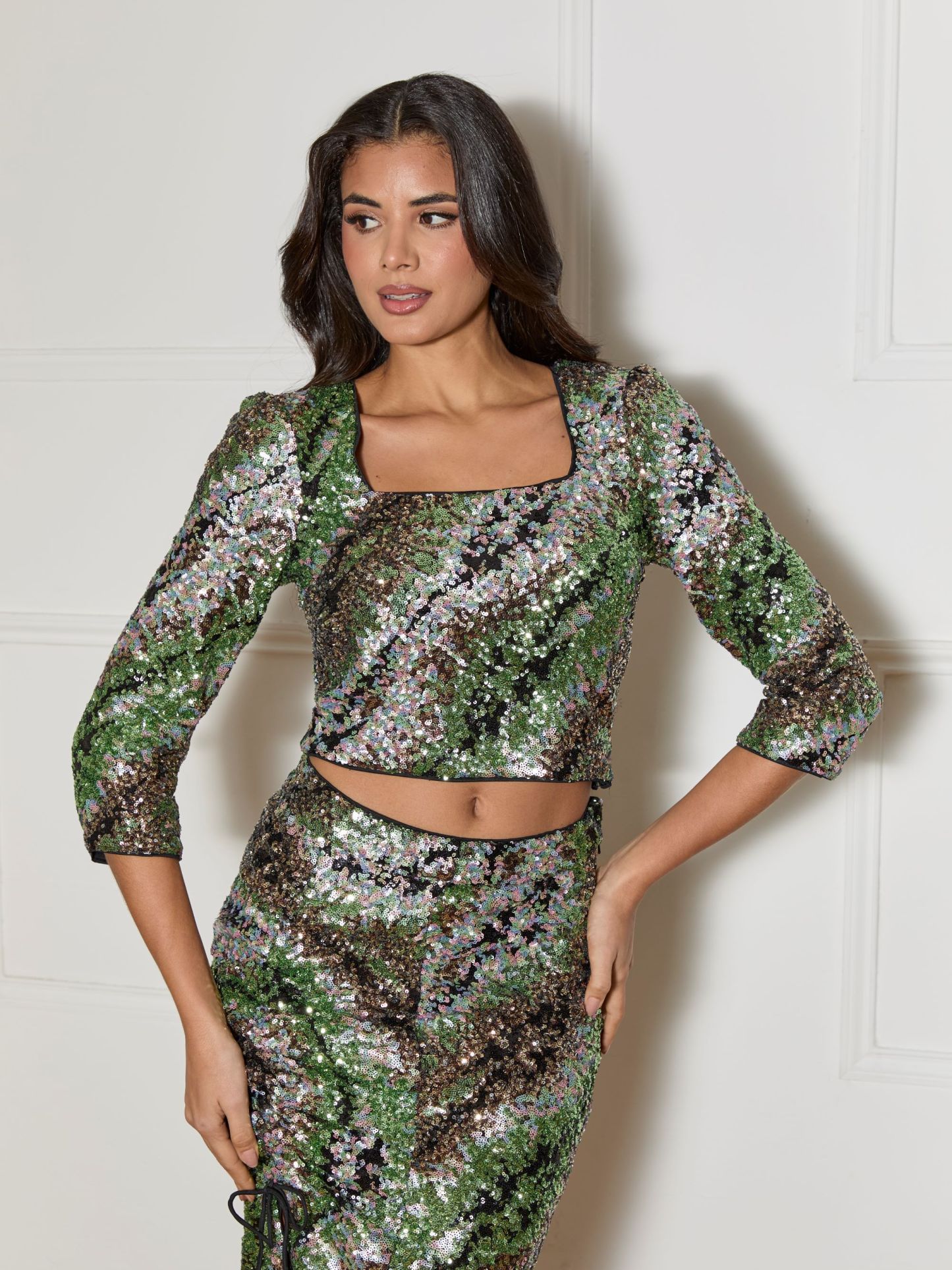 Long Sleeve Sequin Top in Multi