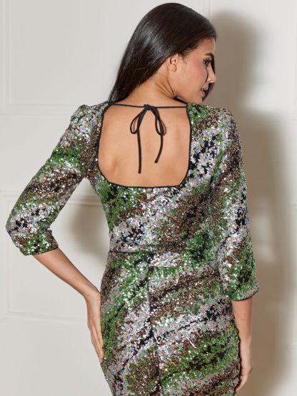 Long Sleeve Sequin Top in Multi