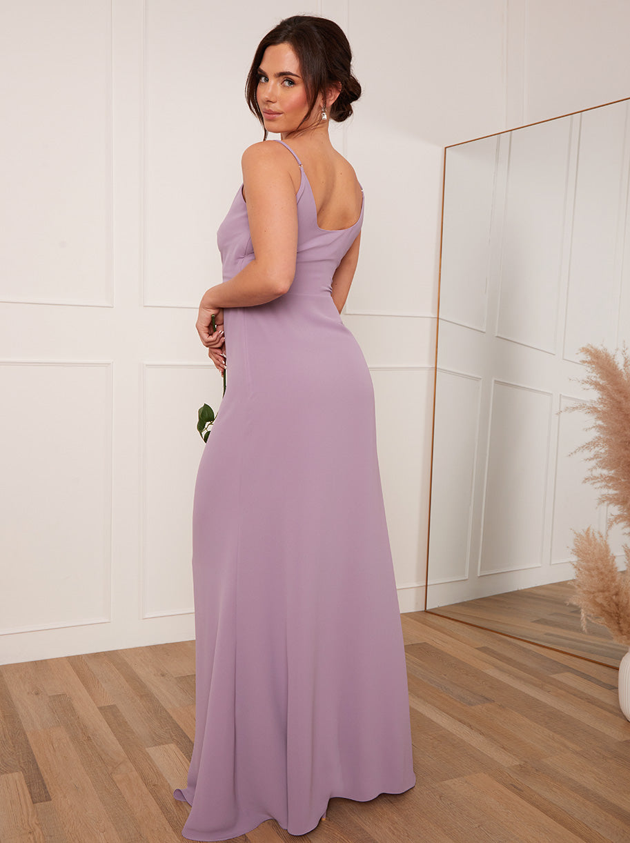 Petite Ruched Wrap Maxi Dress in Lilac