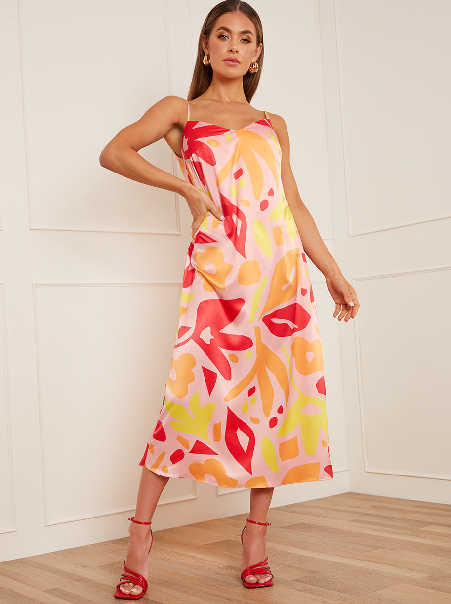 Printed midi slip dress hotsell