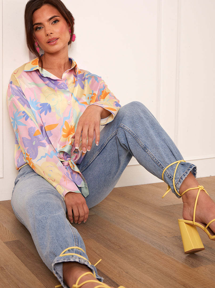High Neck Long Sleeve Top in Pink
