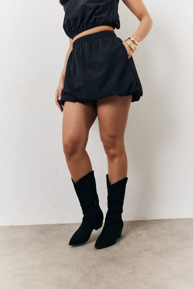 In The Style Balloon Co-Ord Mini Skirt in Black