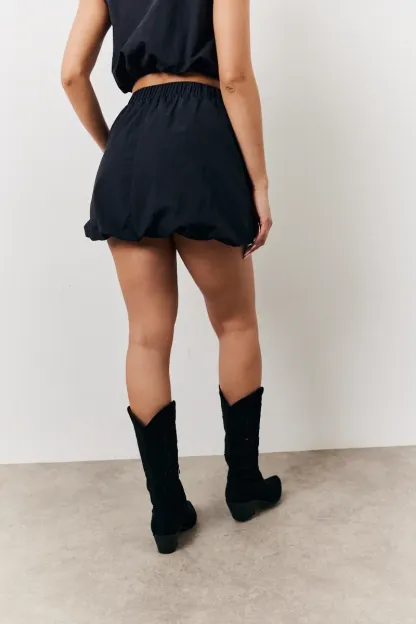 In The Style Balloon Co-Ord Mini Skirt in Black