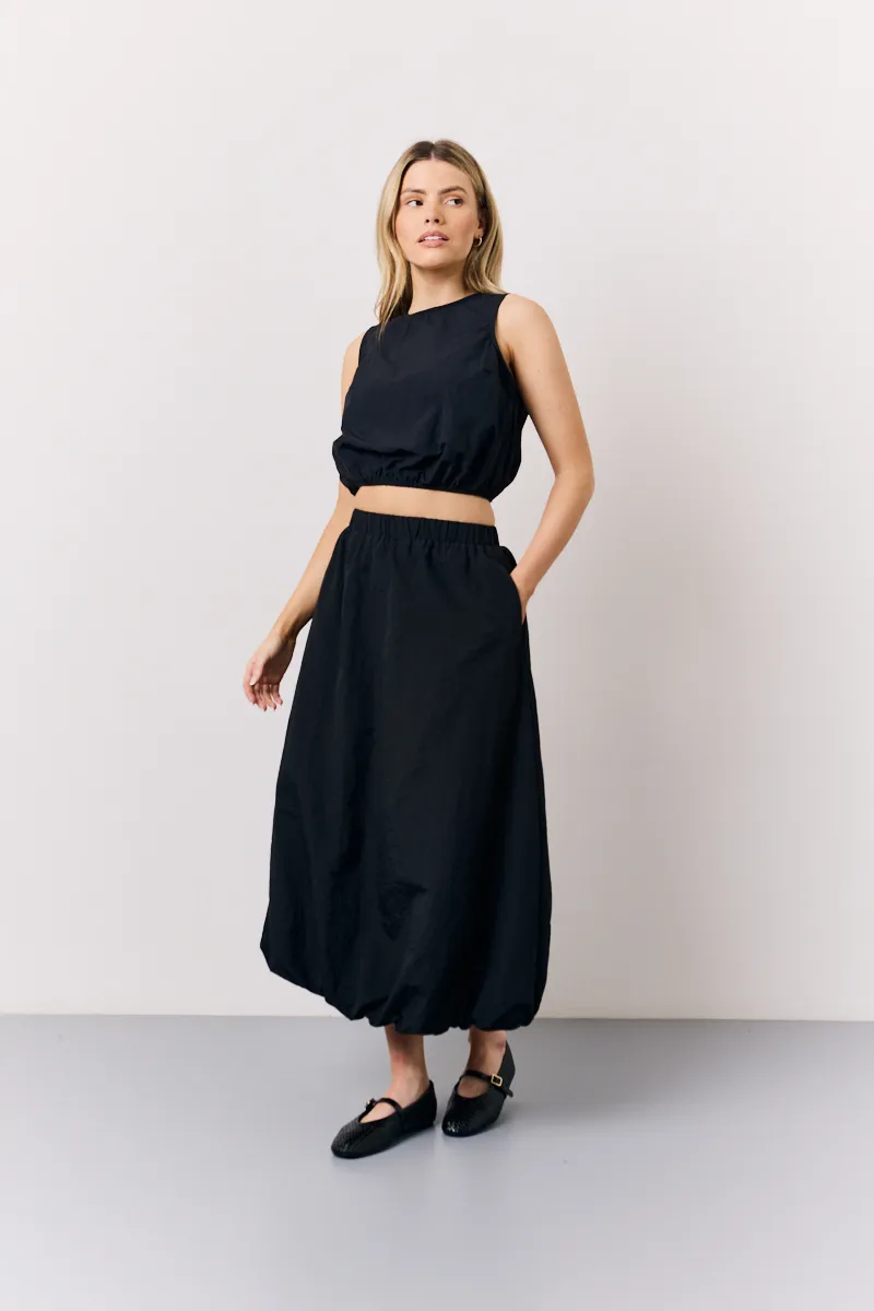 In The Style Balloon Co-Ord Crop Top in Black
