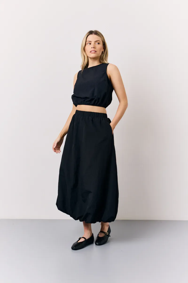 In The Style Balloon Co-Ord Crop Top in Black