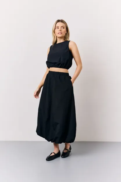 In The Style Balloon Co-Ord Crop Top in Black