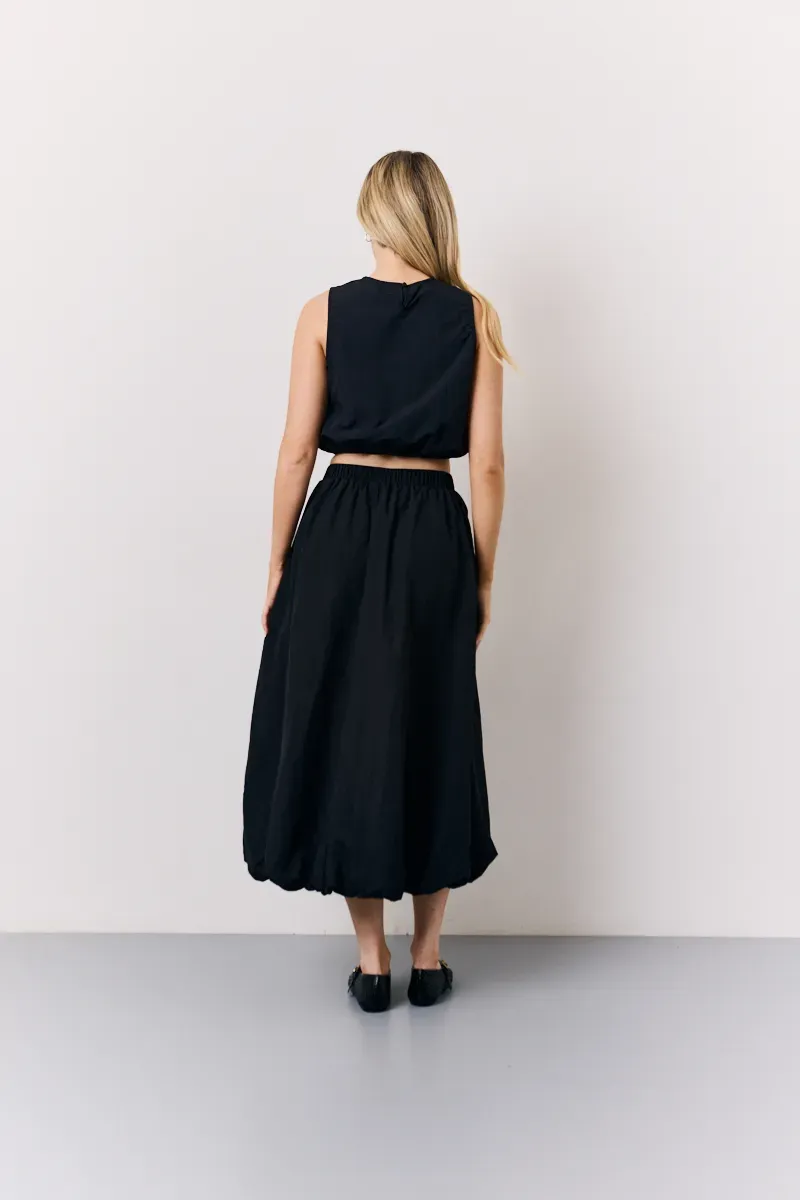 In The Style Balloon Co-Ord Crop Top in Black